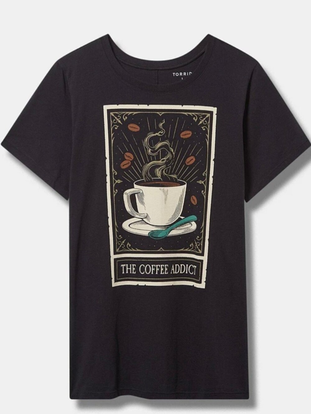 Heritage By Torrid Knit Black Tarot THE COFFEE ADDICT Graphic Tee 1X 16